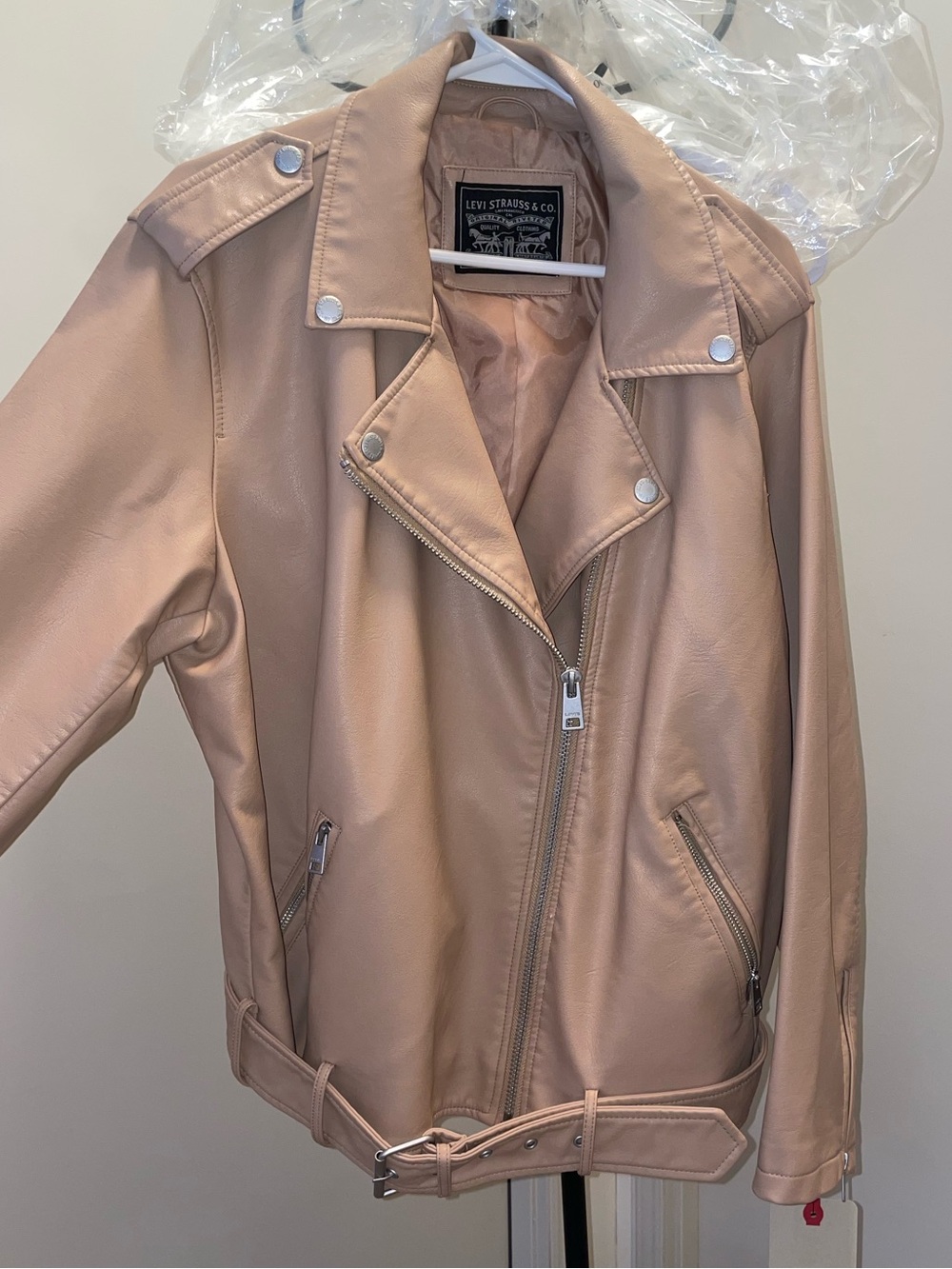 Levi's Blush Pink Faux Leather Moto Jacket